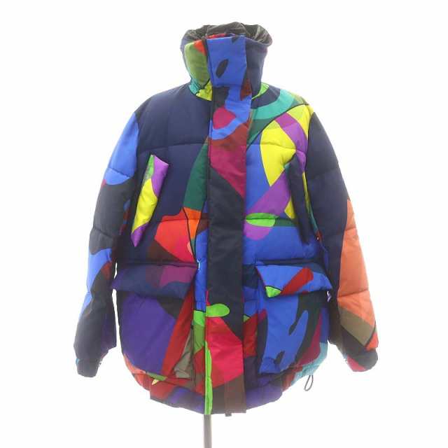 【中古】サカイ sacai 中綿ジャケット マルチ KAWS Padded Blouson multi ダウン アウター フロントジップ 1 S 紺