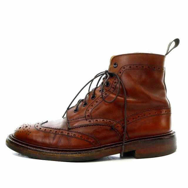 【中古】トリッカーズ TRICKER'S ウィングチップブーツ ショートブーツ レースアップブーツ 27cm 茶 ブラウン M2508