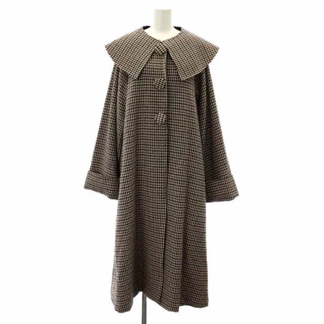 【中古】マダマダ HUNTER big buttons collar coat コート アウター ロング ノーカラー 総裏地 千鳥格子