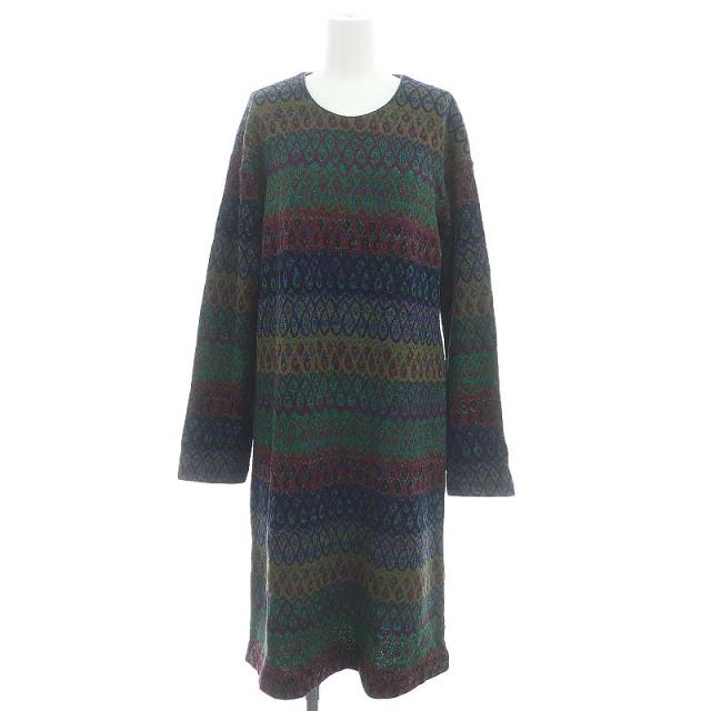 【中古】ミッソーニ MISSONI 総柄 ニットワンピース ロング 長袖 42 マルチカラー /ES ■OS レディースの通販は 5,130円