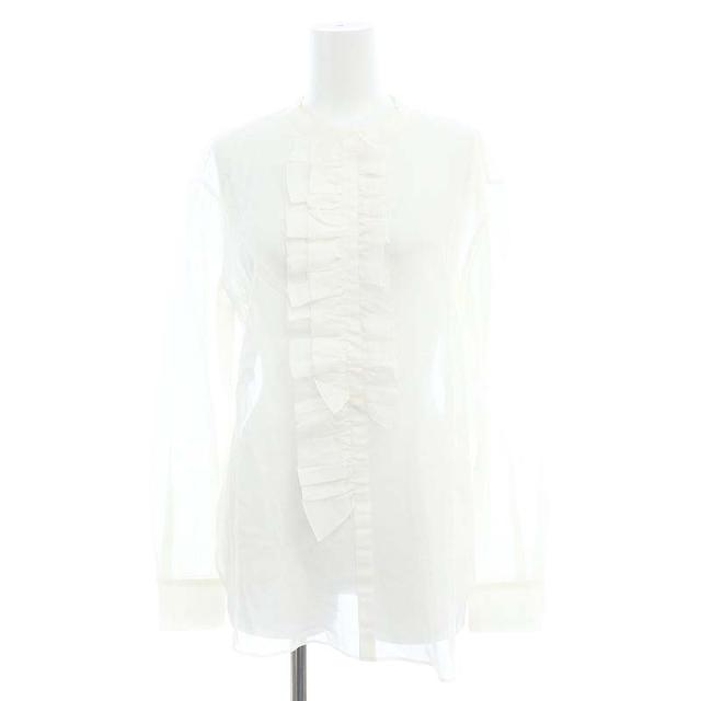 【中古】ストラスブルゴ コットン センターフリル ブラウス 長袖 40 白 ホワイト 201304 レディースの通販は 6,020円