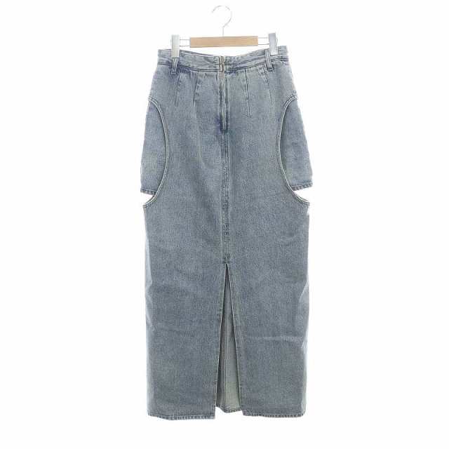 【中古】クラネ CIRCLE CUT LAYERED DENIM SKIRT スカート ロング マキシ丈 タイト 1 青 ブルー レディース