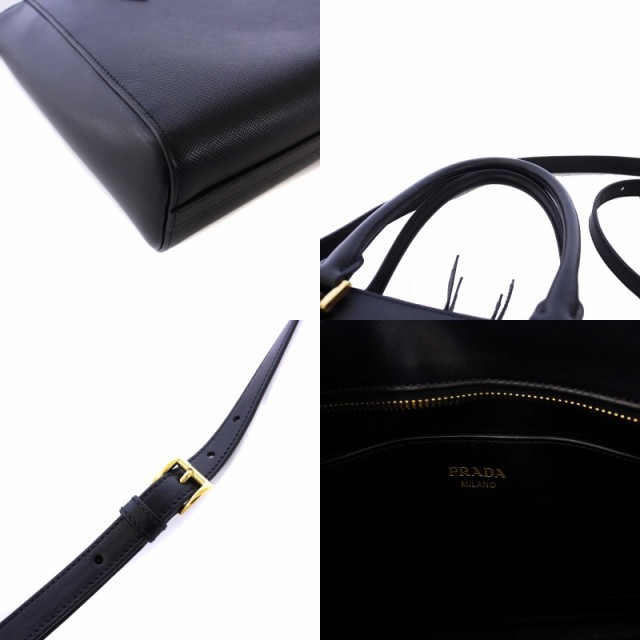 【中古】プラダ PRADA SAFFIANO SOFT C 2WAYバッグ ハンドバッグ ショルダーバッグ レザー ゴールド金具 黒