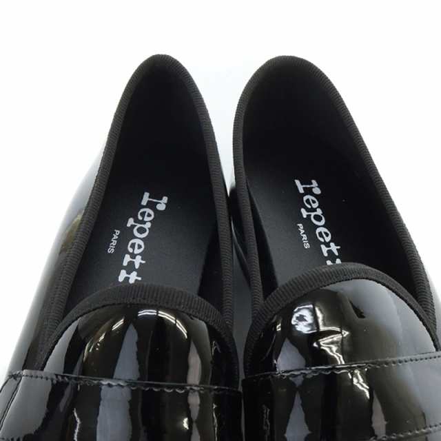 【中古】レペット Repetto エナメル ローファー 38 24cm 黒 ブラック /SR レディース