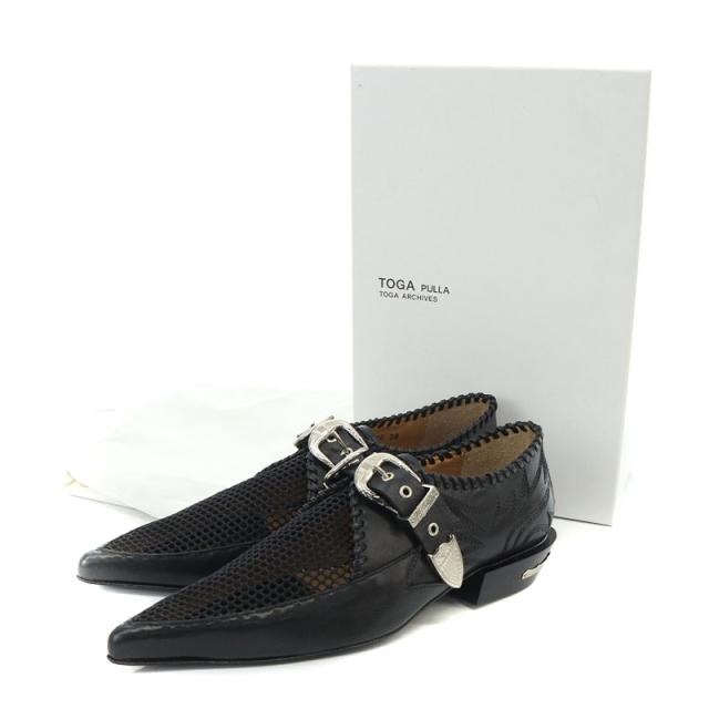 TOGA PULLA ブラック ローファー メッシュ　38 オンラインショップ完売】新品！TOGA PULLA ブラックローファー 38