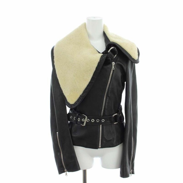 【中古】ブシュラジャラール bouchra jarrar ラムレザーライダースジャケット ダブル F 黒 ブラック /YQ ■OS ■SH