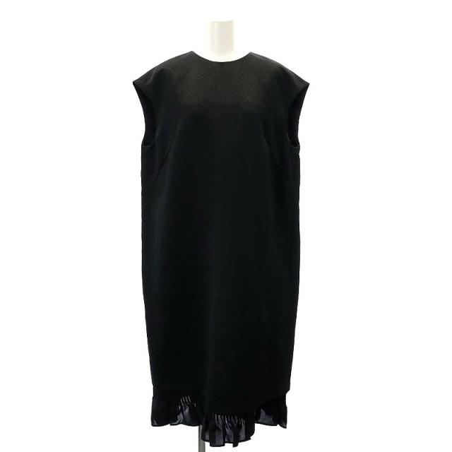 【中古】アドーア ADORE 23AW BLACK LABEL ヘリンボーンジャガードワンピース ロング ノースリーブ 38 黒 ブラックの通販は