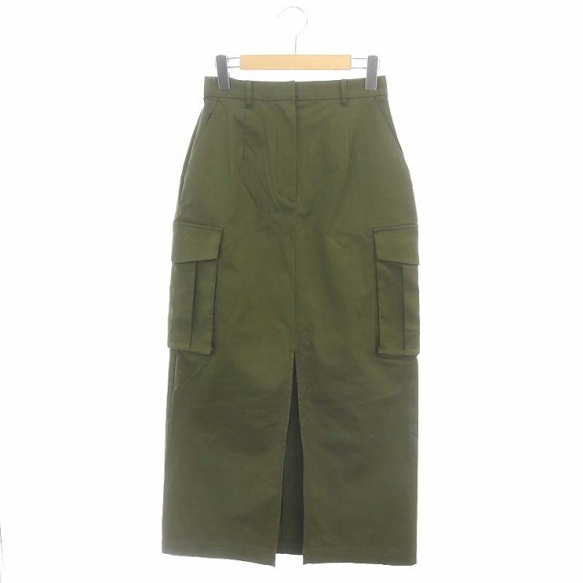 【中古】ブラック バイ マウジー 24AW military skirt スカート ロング タイト 前スリット カーゴ 1 カーキ