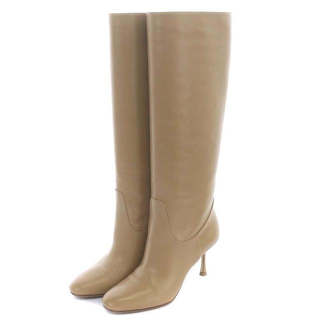 【中古】フランチェスコルッソ レザーニーハイブーツ Leather Knee-High Boots ラウンドトゥ 35 23.0cm ベージュの通販は