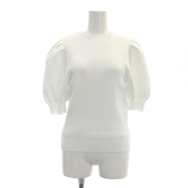 【中古】ユナイテッドアローズ P パフスリーブ5分袖ニット カットソー プルオーバー 白 ホワイト /DO ■OSの通販は 5,394円
