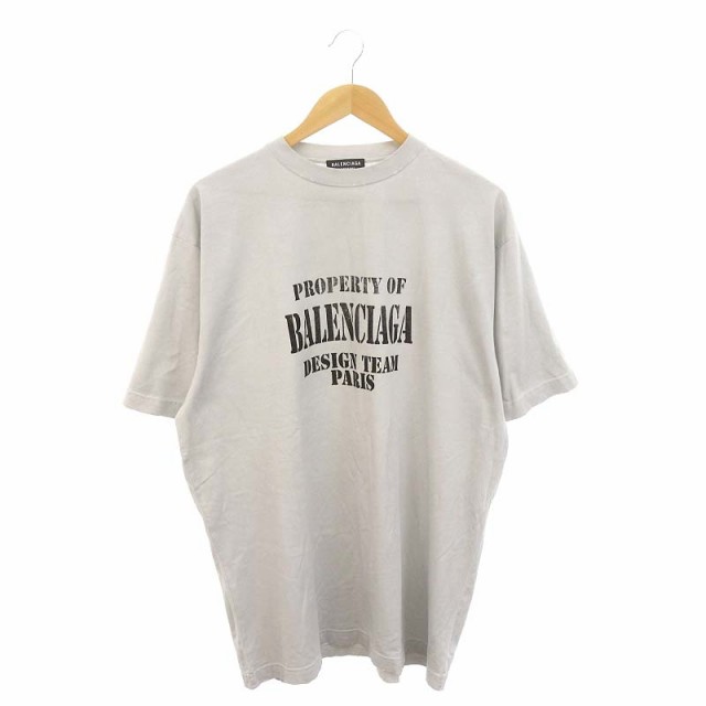 【中古】バレンシアガ 22AW Logo-Print T-Shirt ユーズド 加工 Tシャツ カットソー プリント グレー XS グレー