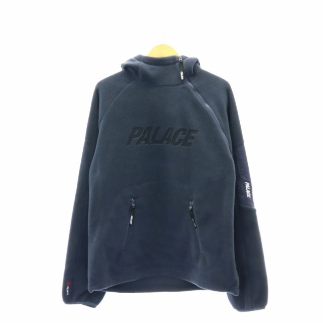 【中古】パレス 22AW POLARTEC VENTER HOOD JACKET フリース プルオーバー ジャケット アウター フード L 紺 メンズ