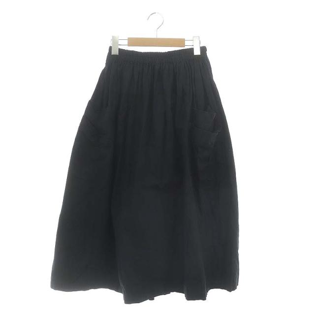 【中古】ホームスパン homspun バルキーシーチング ダブルポケットギャザースカート ロング M 黒 ブラック /HK ■OSの通販は