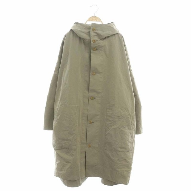 【中古】ザライブラリー THE LIBRARY [UNISEX] N/P WEATHER CO コート ロング フード L ベージュ /HK ■OS メンズ