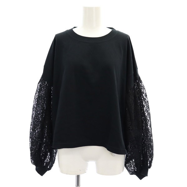 【中古】未使用品 アッシュ MUSE de Deuxieme Classe 24AW LACE BALOON Tシャツ カットソー 長袖 999 黒 レディース