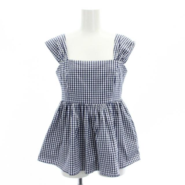 【中古】フォクシーニューヨーク FOXEY NEW YORK 40088 エンパイアチェック トップス カットソー 38 M 紺 白の通販は