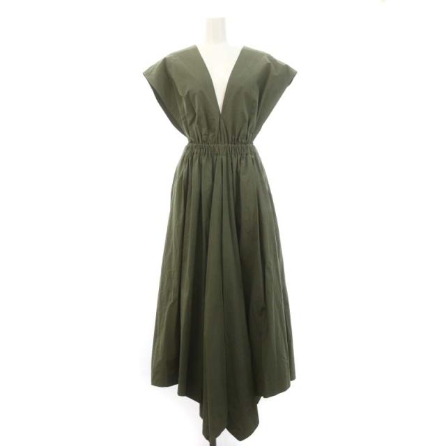 【中古】ブラミンク バッククロスギャザードレス ジャンパースカート ワンピース ロング マキシ 38 カーキ レディースの通販は 14,652円