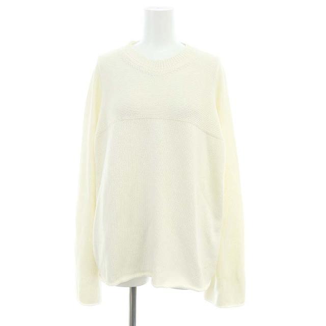 【中古】ジルサンダープラス コットン ロゴ刺繍 ニット カットソー 長袖 34 白 ホワイト /MI ■OS レディースの通販は
