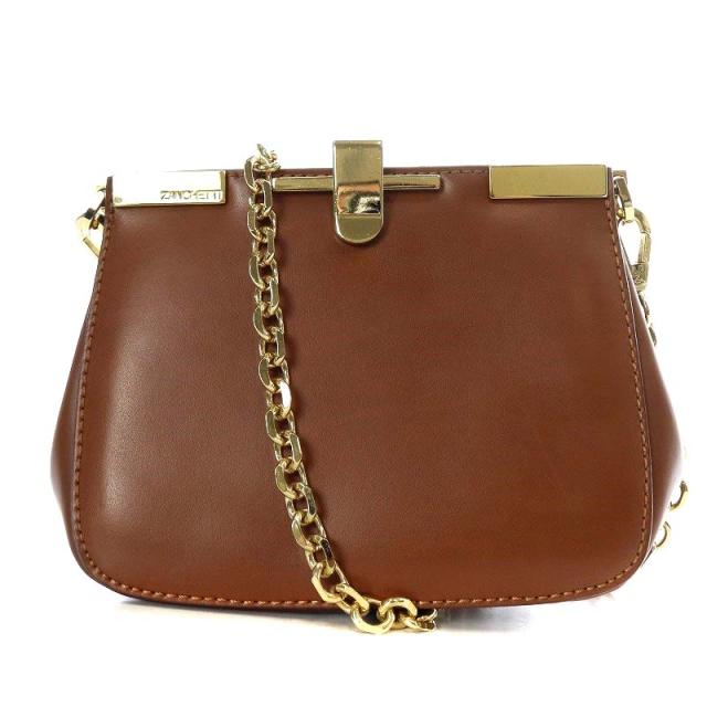 【中古】ザンケッティ ZANCHETTI AMLETO チェーンショルダーバッグ ワンショルダー 斜め掛け レザー 茶色 ブラウンの通販は
