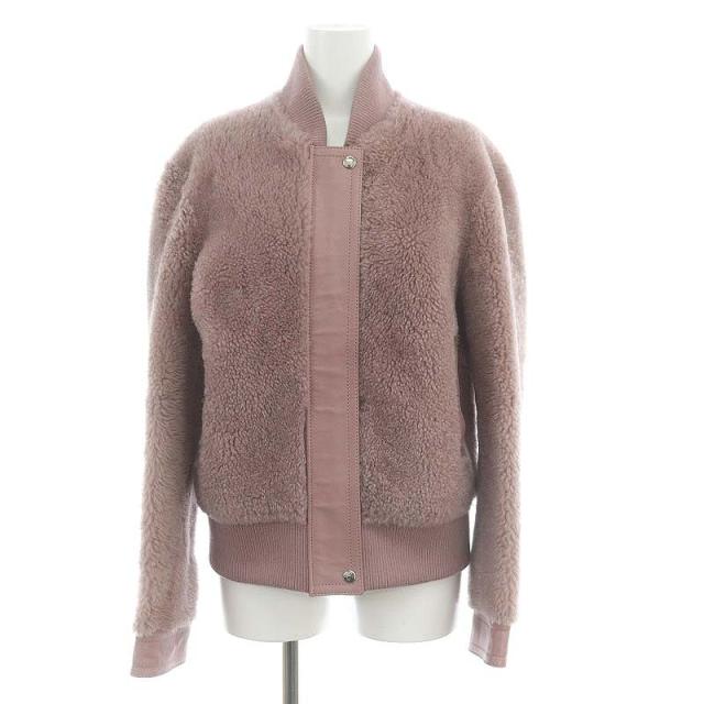【中古】コーチ COACH ムートンジャケット ブルゾン ノーカラー 羊皮 0 155/84A ピンク /AQ レディースの通販は