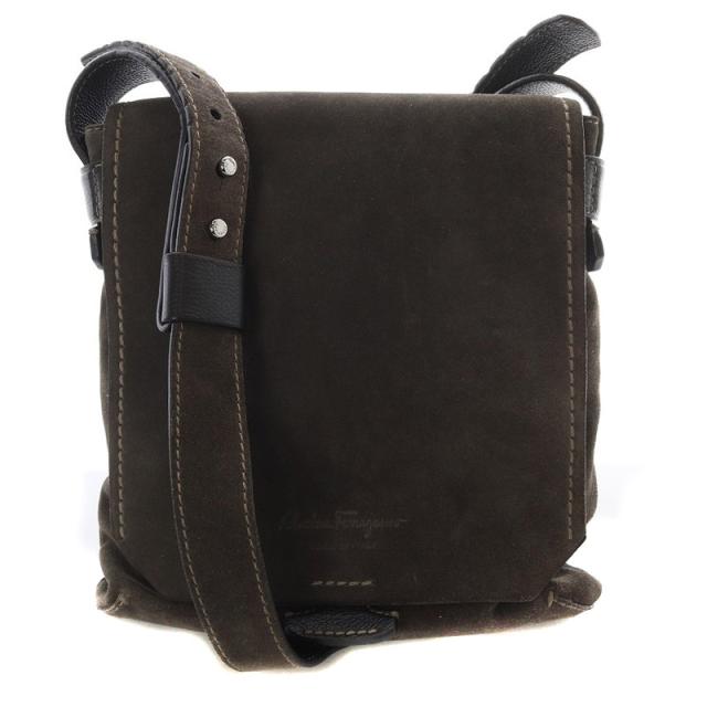 【中古】サルヴァトーレフェラガモ スエード フラップショルダー ロゴ 茶色 249334 /SR6 ■OH レディースの通販は