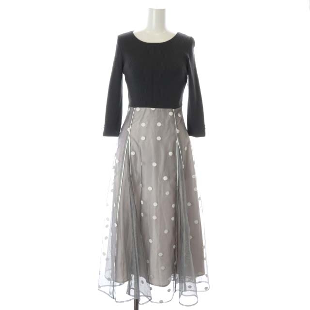 【中古】アプワイザーリッシェ Apuweiser-riche 24SS ドットチュール切替ドッキングワンピース ロング 長袖 0 XSの通販は 4,920円