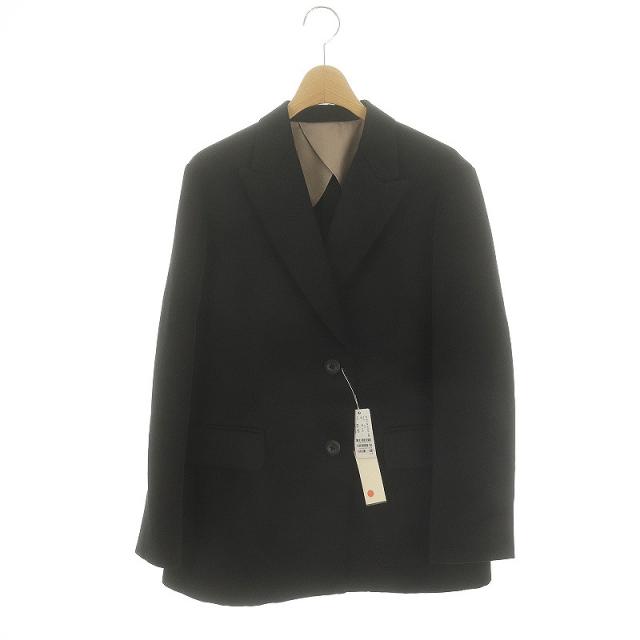 【中古】未使用品 バッカ BACCA 22AW ウールリネンサテン ボクシージャケット ブレザー シングル ウール 36 S 黒の通販は 11,000円