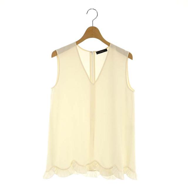 中古】ヨーコチャン YOKO CHAN 裾フリルVネックノースリーブブラウス  