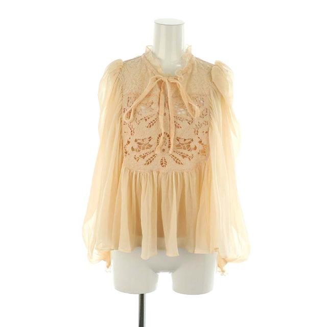 【中古】スナイデル エンブロイダリーヨウリュウブラウス 長袖 リボン インナー付き コットン F オレンジ /YQ ■OSの通販は