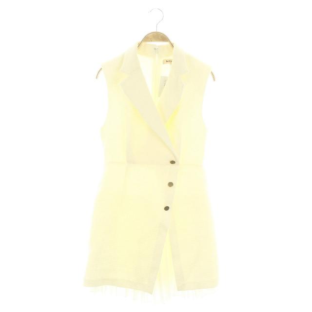 【中古】アプワイザーリッシェ 24SS テーラードツイードジャンスカ ジャンパースカート ワンピース ミニ Vネック 1 白の通販は 7,931円