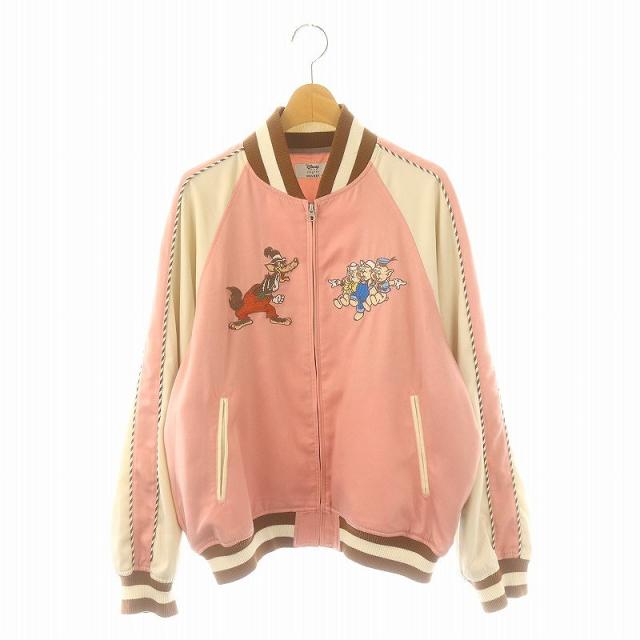 【中古】マウジー × ディズニー 24SS MD OT PIGS SOUVENIR ジャケット ブルゾン 刺繍 F ピンク マルチカラーの通販は 7,812円