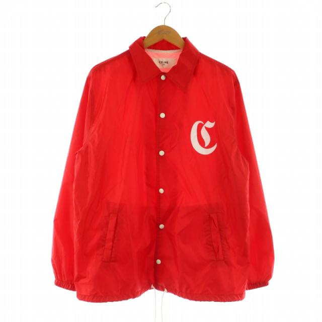 【中古】CELINE by Hedi Slimane 22SS イニシャルプリント ルーズ ナイロン コーチジャケット 46 S 赤 レッド ■OSの通販は