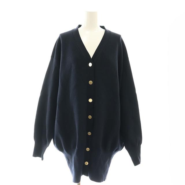 【中古】ミューズ ドゥーズィエム クラス 24SS GLASSY LONG カーディガン 長袖 ロング ニット 紺 ■OS レディースの通販は 25,418円