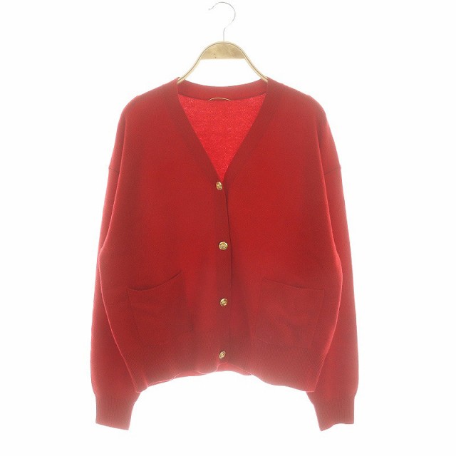【中古】アパルトモン ドゥーズィエムクラス 23AW GOLD BUTTON CARDIGAN ニット カーディガン Vネック 長袖 赤の通販は