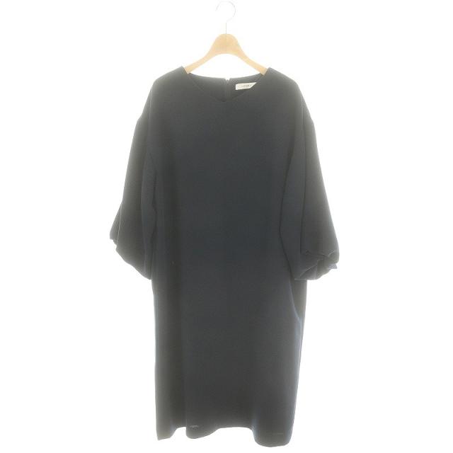 【中古】アドーア ADORE ソフトジョーゼットバルーンスリーブワンピース ロング 七分袖 38 紺 ネイビー /HK ■OSの通販は 8,800円