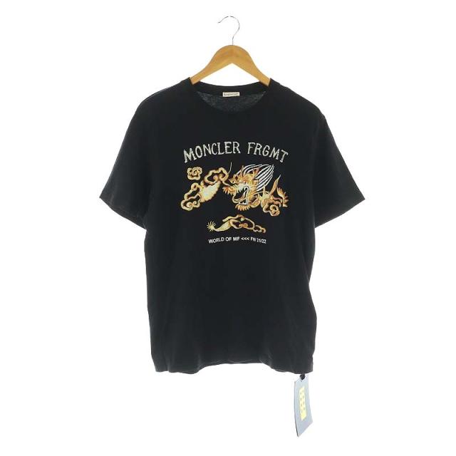 【中古】モンクレール GENIUS × FRAGMENT 21AW 藤原ヒロシ Tシャツ 半袖 S 黒 白 オレンジ メンズの通販は 26,850円
