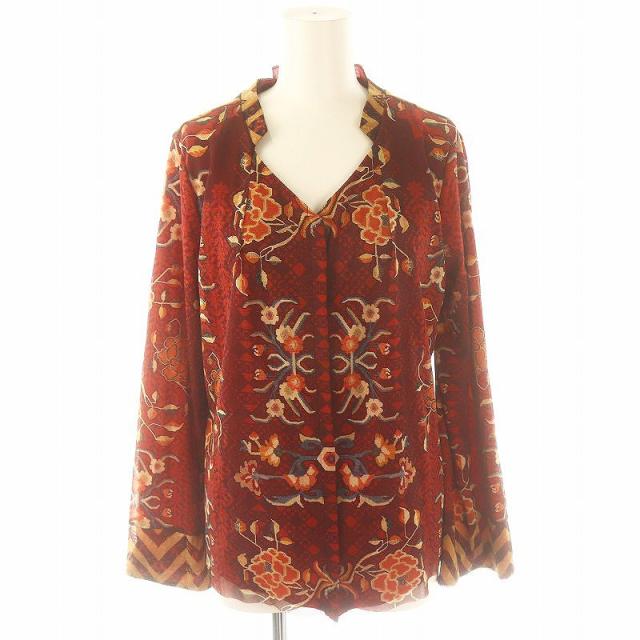 【中古】ヴィヴィアンタム パワーネット総柄 カーディガン 長袖 比翼ボタン 40 赤 マルチカラー レディースの通販は