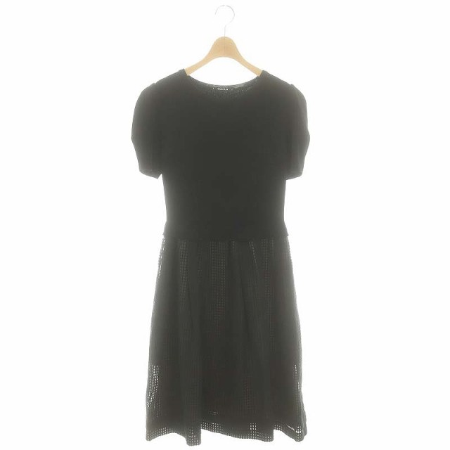 【中古】未使用品 フォクシー ブティック パーフェクトレディ ドレス ワンピース ロング ミモレ 半袖 切替 40 黒の通販は