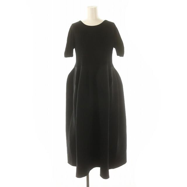 【中古】シーエフシーエル CFCL POTTERY CUPRO SHORT SLEEVE DRESS ワンピース ロング 半袖 リブ 3 黒 ブラックの通販は 31,070円