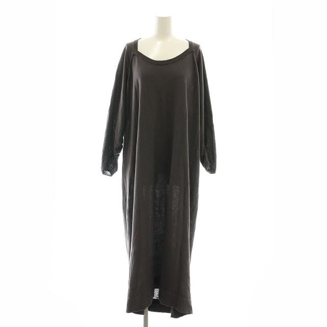 【中古】ハウスオブロータス HOUSE OF LOTUS リネンコットンニットワンピース ロング 長袖 M グレー /HK ■OSの通販は 5,278円