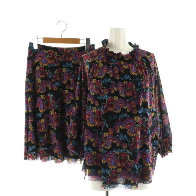 【中古】ヴィヴィアンタム セットアップ パワーネット ドラゴン ブラウス スカート 38 40 マルチカラー レディース