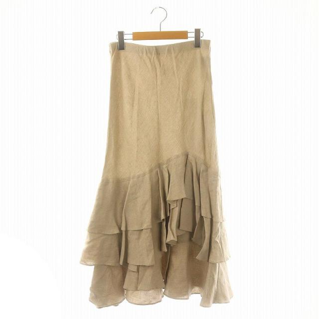 【中古】エディットアンドコー edit&co. フレンチリネン ラッフル スカート ロング丈 ティアード 麻 1 M ベージュの通販は 11,396円