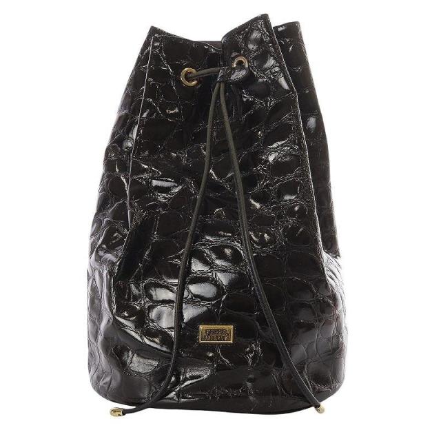 【中古】ジャンフランコフェレ GIANFRANCO FERRE ショルダーバッグ ワンショルダー 斜め掛け 型押し 巾着 黒の通販は