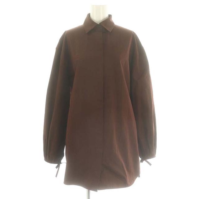 【中古】ジルサンダー コットン バルーンスリーブ 袖口リボン シャツ 長袖 チュニック丈 32 茶 /MI ■OS レディースの通販は