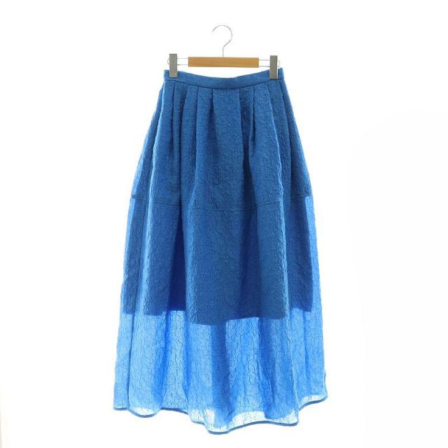 【中古】ルシェルブルー LE CIEL BLEU 23AW Textured Flare Skirt スカート ロング フレア 34 青 ブルー レディースの通販は