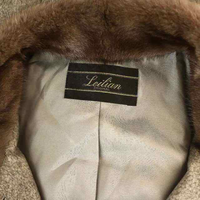 【中古】レリアン Leilian カシミヤ ウール ミンクファー コート アウター ロング 11 グレー /HK ■OS レディースの通販は