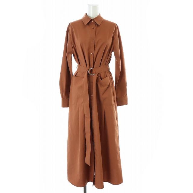 【中古】ルーニィ LOUNIE パッチポケットシャツワンピース マキシ ロング 長袖 36 S オレンジ /AT ■OS レディースの通販は