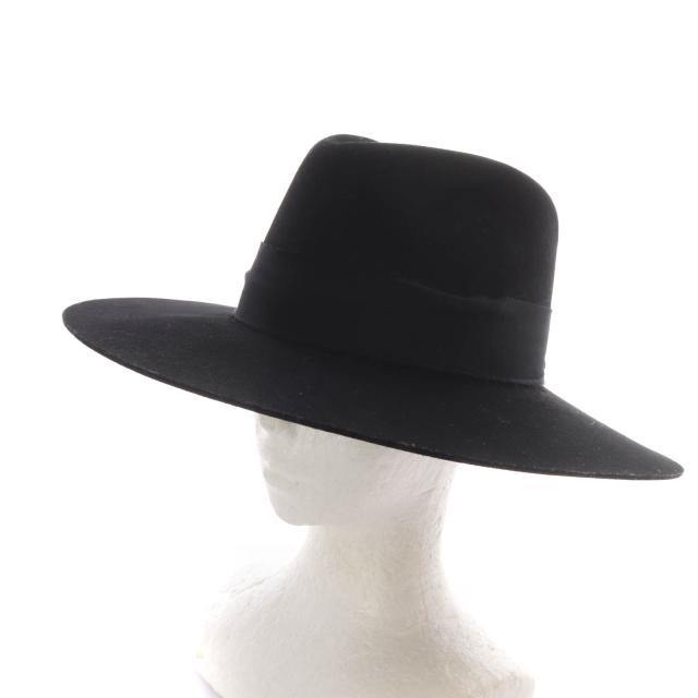 【中古】ジャネッサレオン JANESSA LEONE 中折れウールプリムハット 帽子 M 黒 ブラック /SR21 レディースの通販は