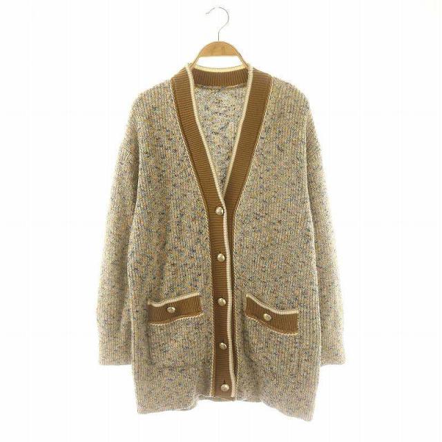【中古】グレースコンチネンタル 23AW ミックスヤーンラメニットカーディガン Vネック 36 茶 マルチカラー 0123453020の通販は