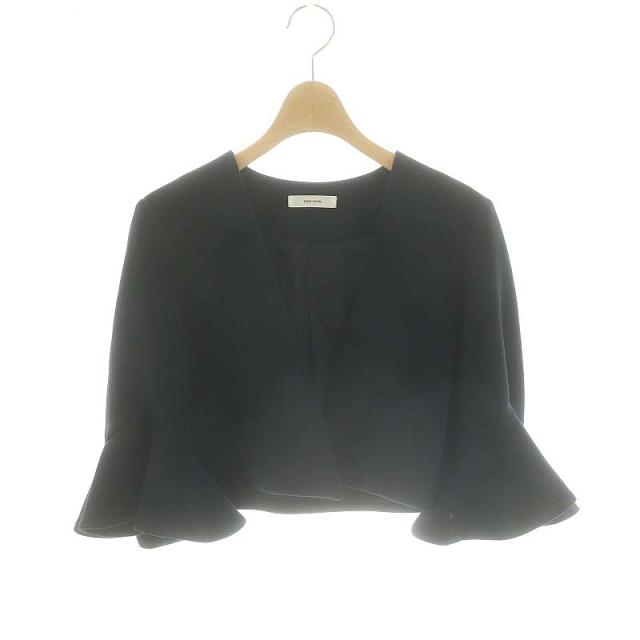 【中古】ヨーコチャン YOKO CHAN フリルスリーブ ジャケット ブレザー ノーカラー シングル フロントオープン 38 M 紺の通販はその他アウター